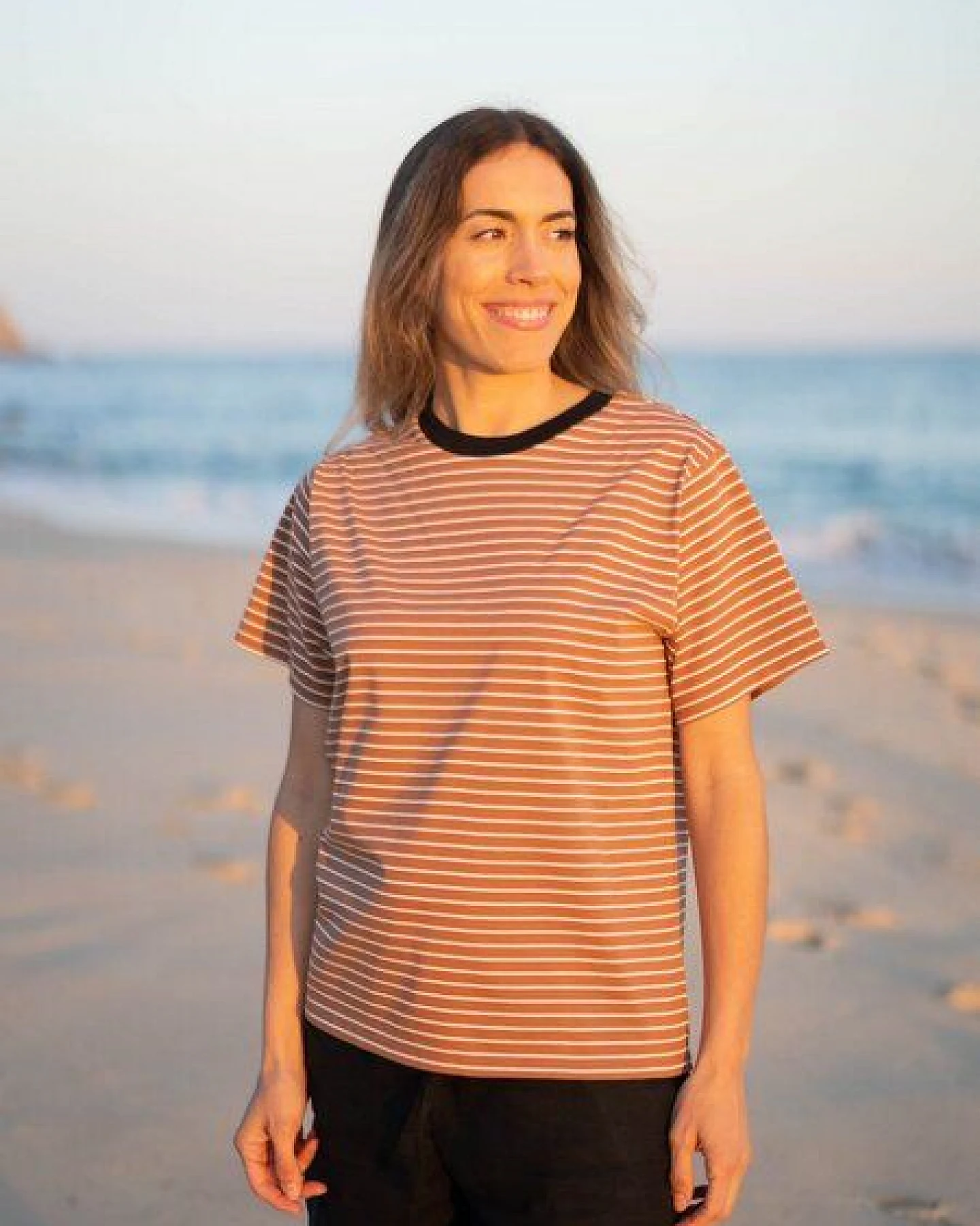 FUXBAU Gestreiftes Frauen T-Shirt - karamell – Ansicht 3