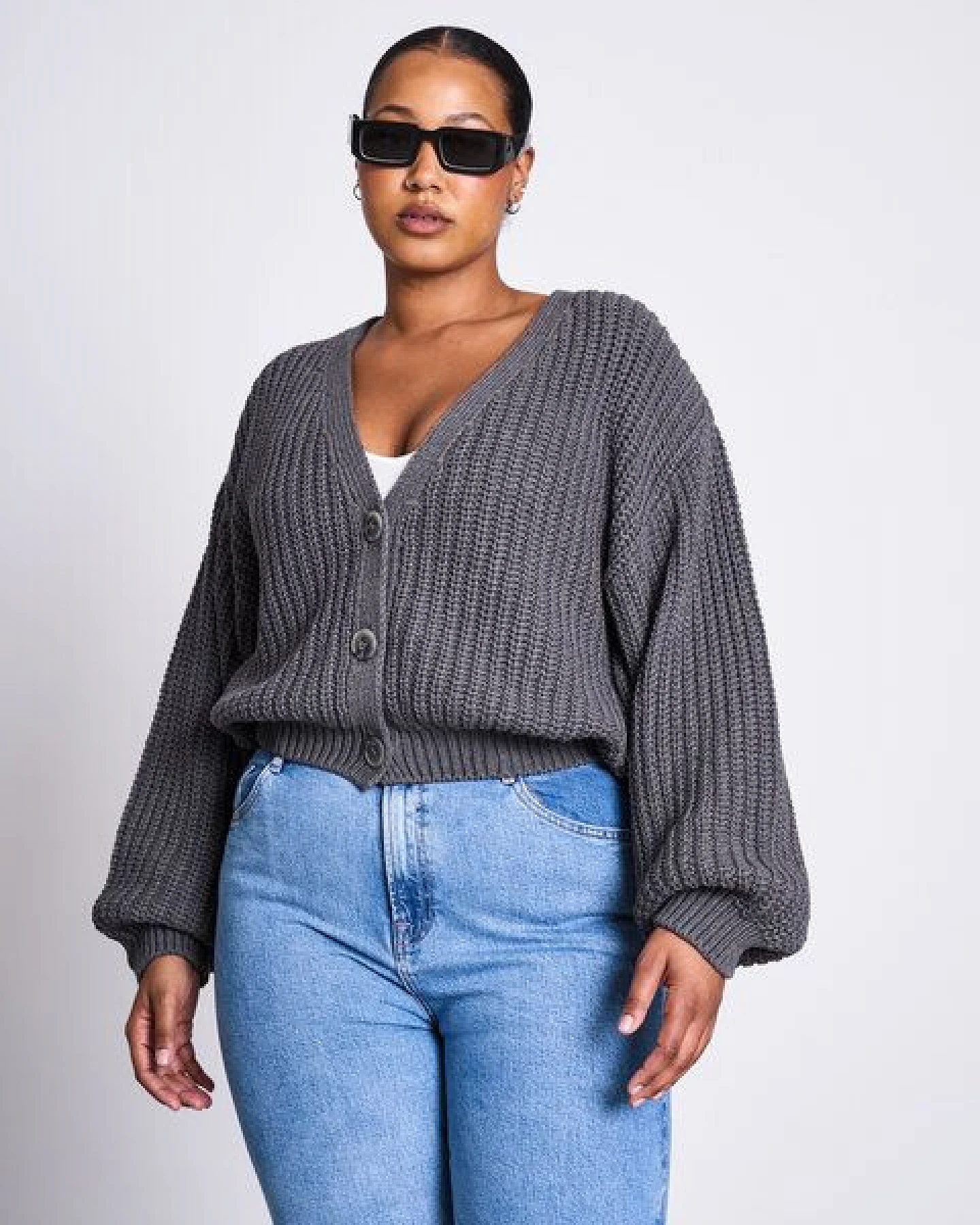 JAN N JUNE V-Ausschnitt Strickjacke LENA aus Baumwolle GOTS – Ansicht 4