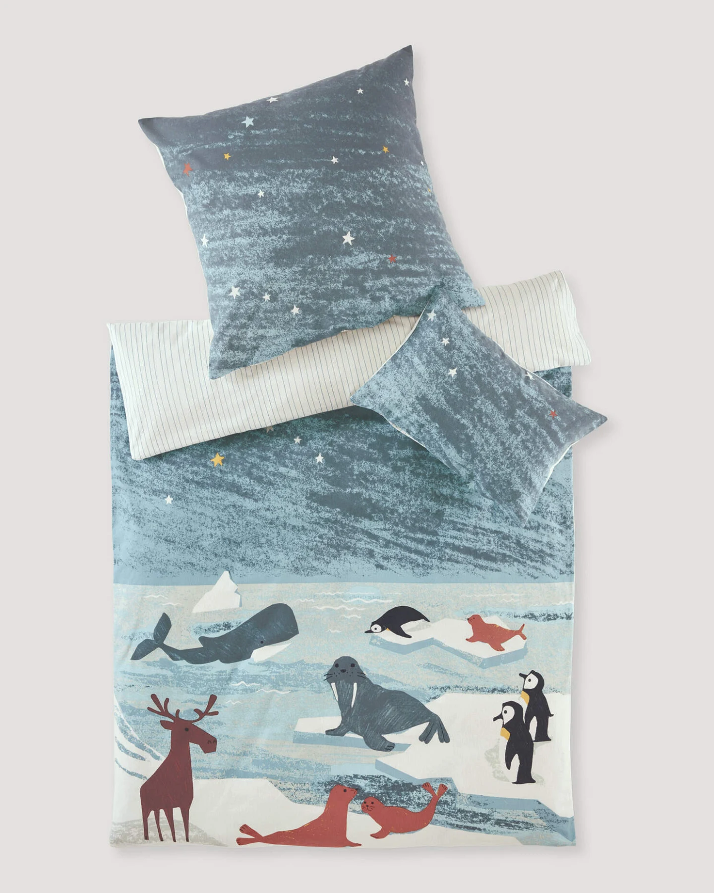 hessnatur Baby Biber Wendebettwäsche aus Bio-Baumwolle - blau - Größe 135x200 / 80x80 cm – Ansicht 3