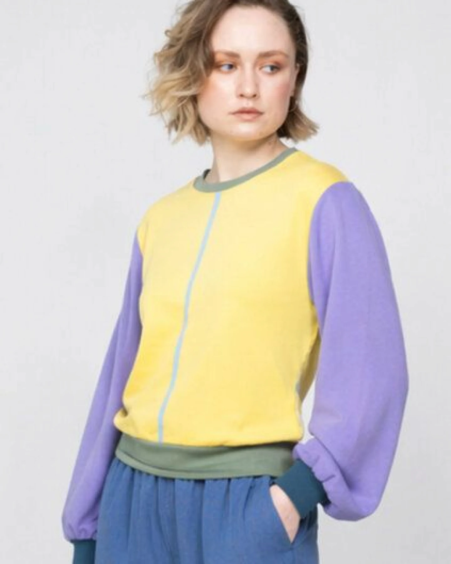 ein garten Studios Boxy Basic Sweater Color Block – Ansicht 3