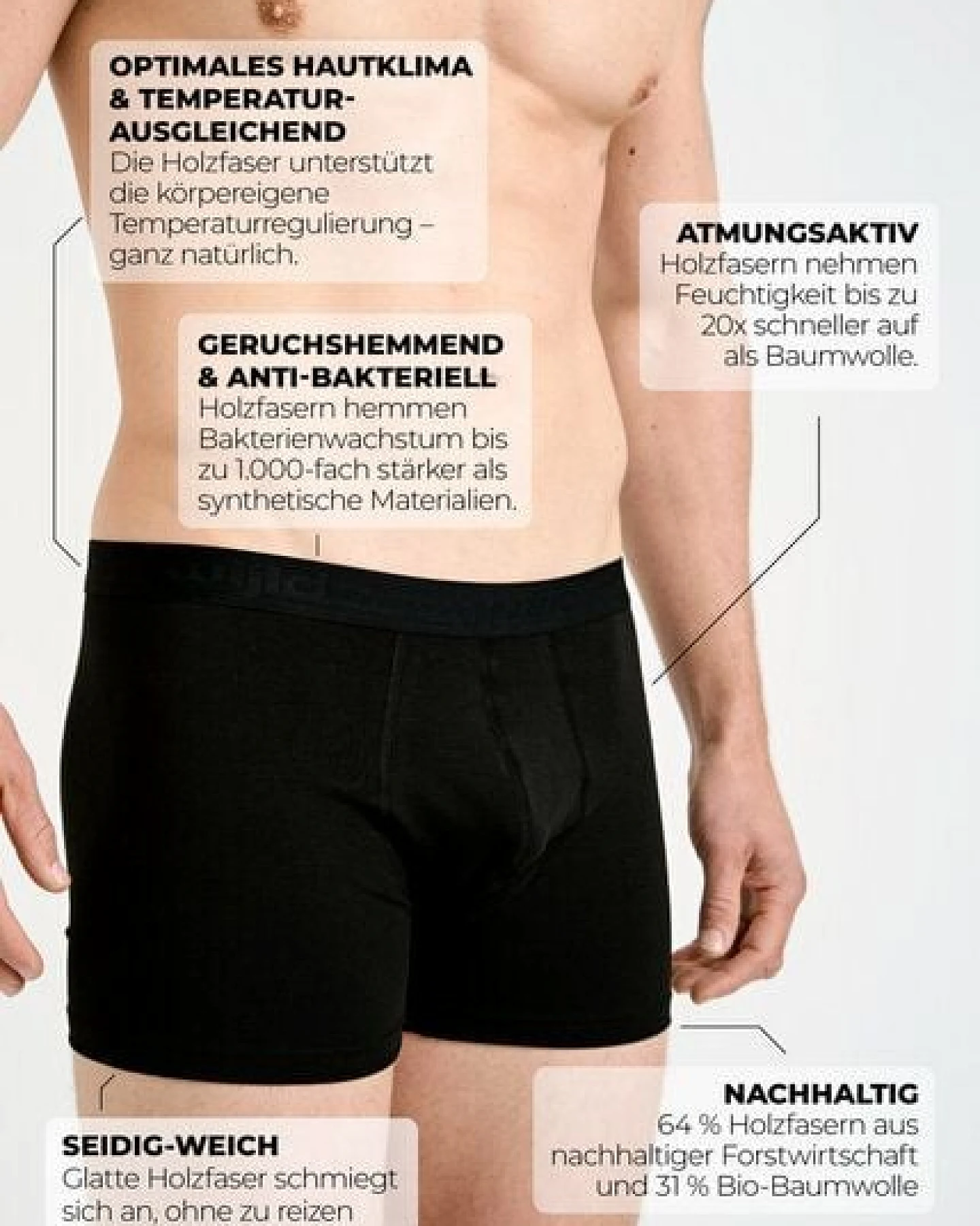 HERREN BOXERSHORTS AUS HOLZ (6er-Pack) wijld - MANNY BLACK – Ansicht 3