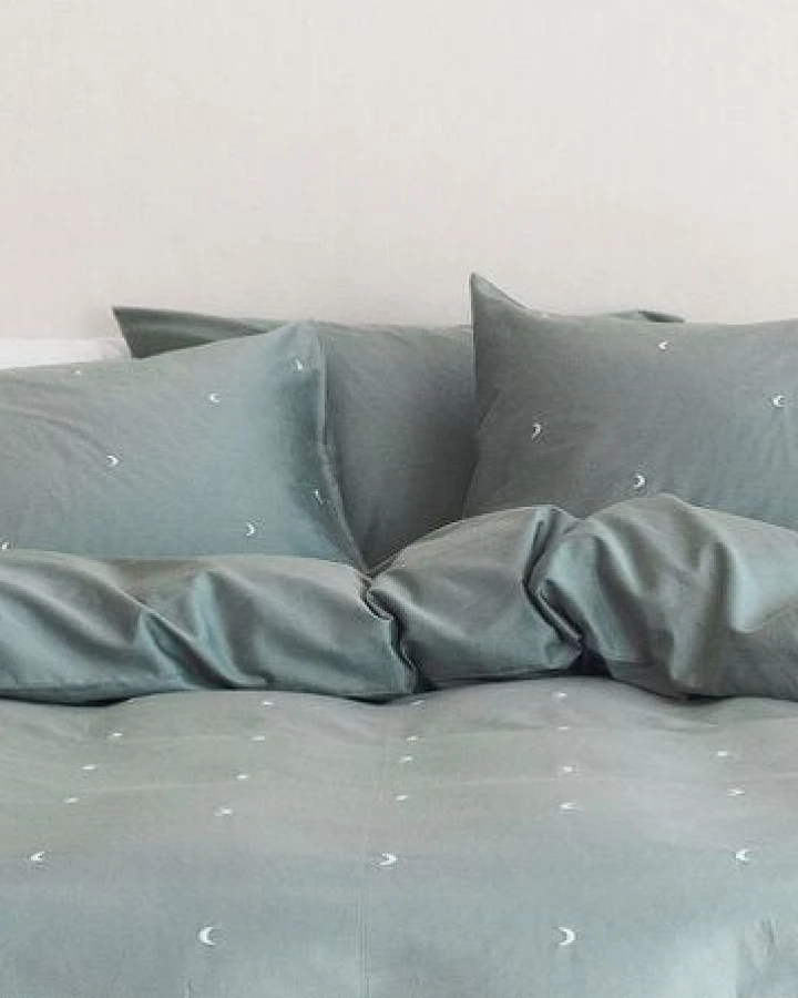 Kissenbezug Sea Green Moon "Yumeko" aus Baumwollsatin