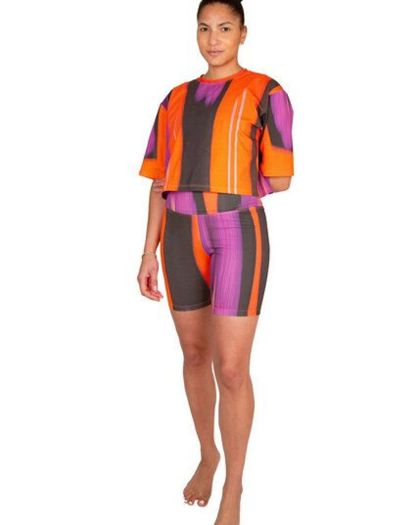 ÆVRIL Damen Crop Top // Floripa Print // Bio-Baumwolle – Ansicht 3