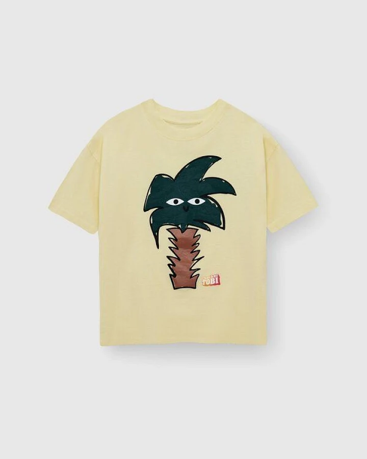 PlayPlayPauly CHECKER TOBI Palme Unisex Kinder T-Shirt aus Bio-Baumwolle