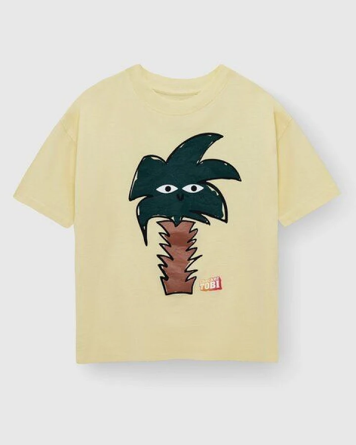 PlayPlayPauly CHECKER TOBI Palme Unisex Kinder T-Shirt aus Bio-Baumwolle