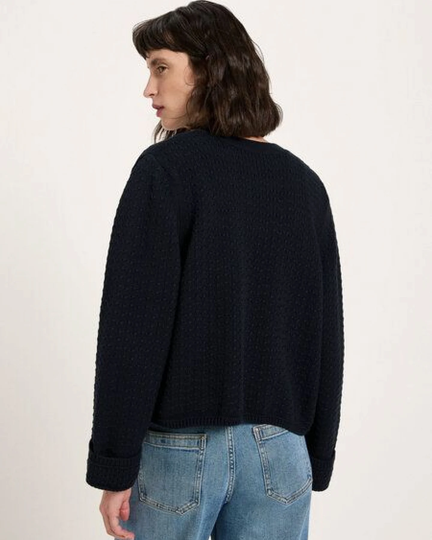 LANIUS Strickjacke mit Struktur aus Bio-Baumwolle – Ansicht 2