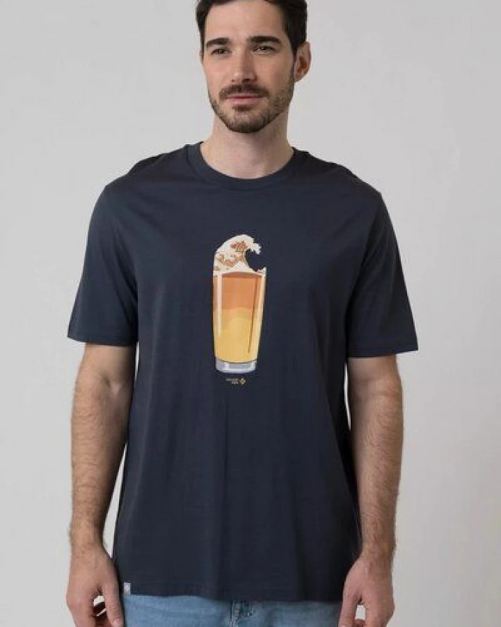 Bavarian Caps Herren T-Shirt Bierwelle - Schwarz