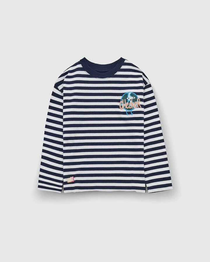 PlayPlayPauly CHECKER TOBI Erde Unisex Kinder Longsleeve aus Bio-Baumwolle
