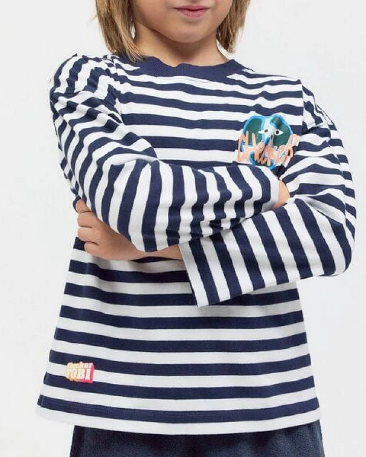 PlayPlayPauly CHECKER TOBI Erde Unisex Kinder Longsleeve aus Bio-Baumwolle