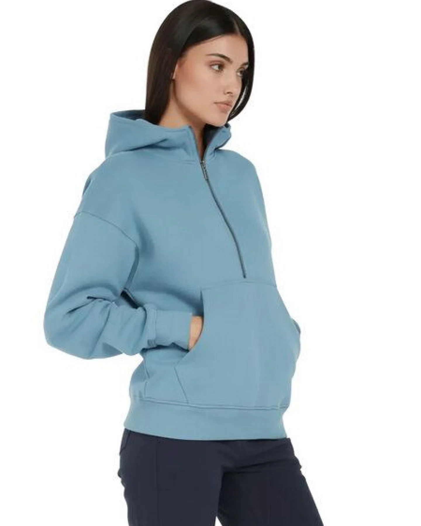 EarthPositive Damen Hoodie - Half Zip Suede - aus Bio-Baumwolle – Ansicht 4
