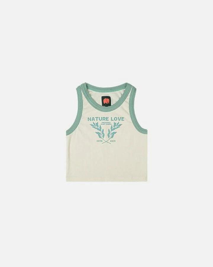 Trendsplant Women's Nature Love Pigment Rib Tank Top Cannoli Cream White
