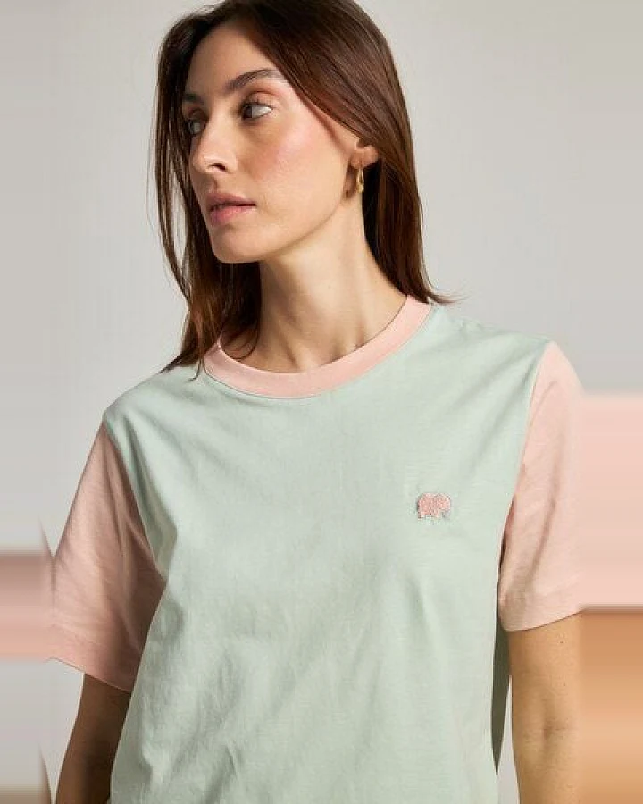 Trendsplant Women's Color Block T-Shirt Mint Green