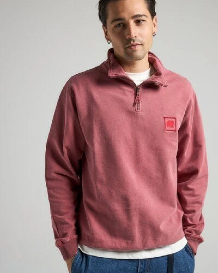 Trendsplant Sauce Loopback Pigment Dyed Half Zip Sweatshirt Burning Sky