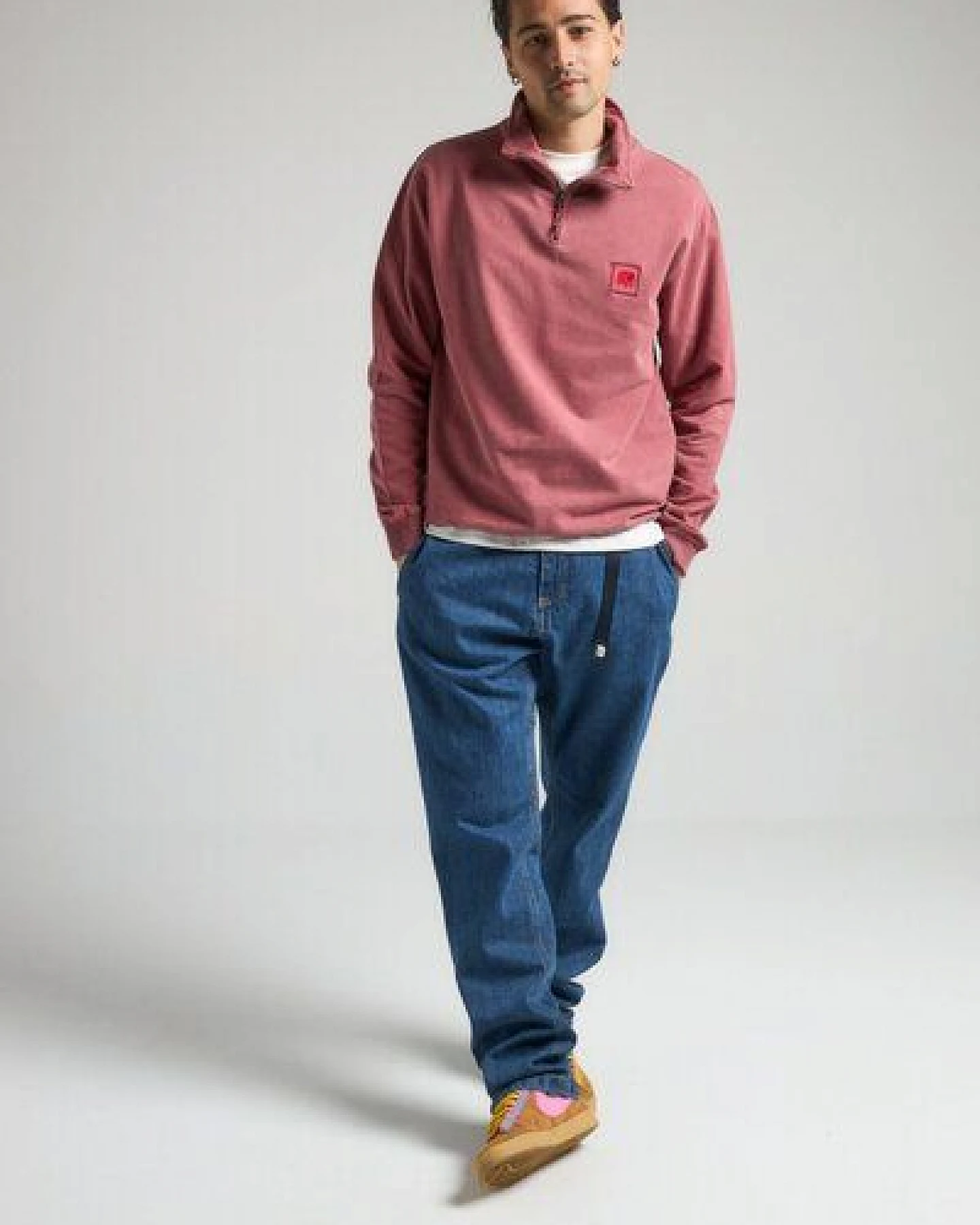 Trendsplant Sauce Loopback Pigment Dyed Half Zip Sweatshirt Burning Sky – Ansicht 3