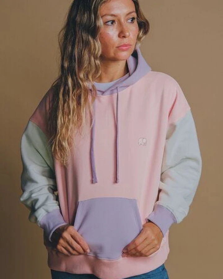 Trendsplant Women's Oversized Color Block Hoodie Pink