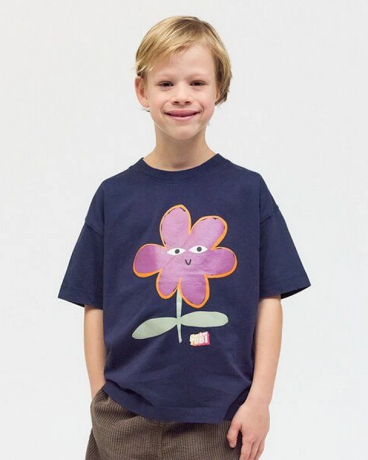 PlayPlayPauly CHECKER TOBI Blume Unisex Kinder T-Shirt aus Bio-Baumwolle