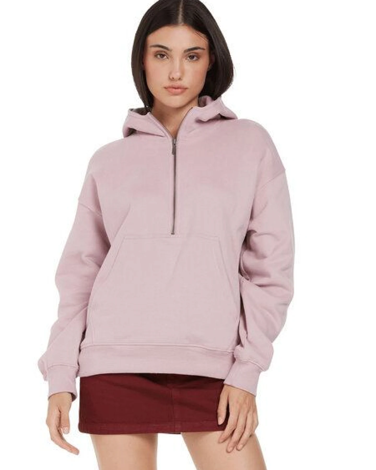 EarthPositive Damen Hoodie - Half Zip Suede - aus Bio-Baumwolle – Ansicht 2