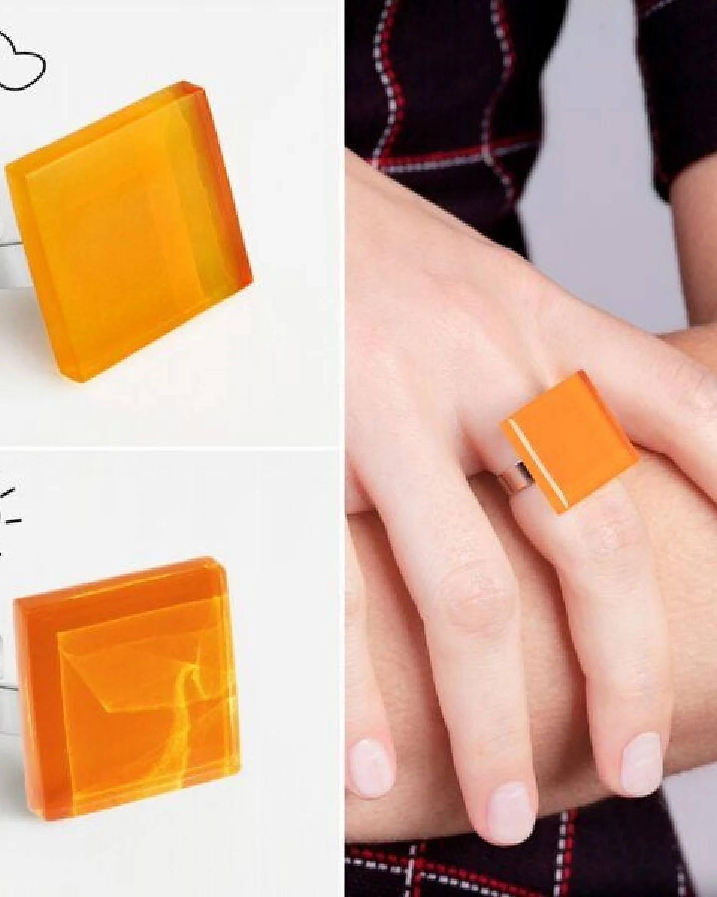 ALEXASCHA Geometrischer Statement Ring aus Glas – Ansicht 4