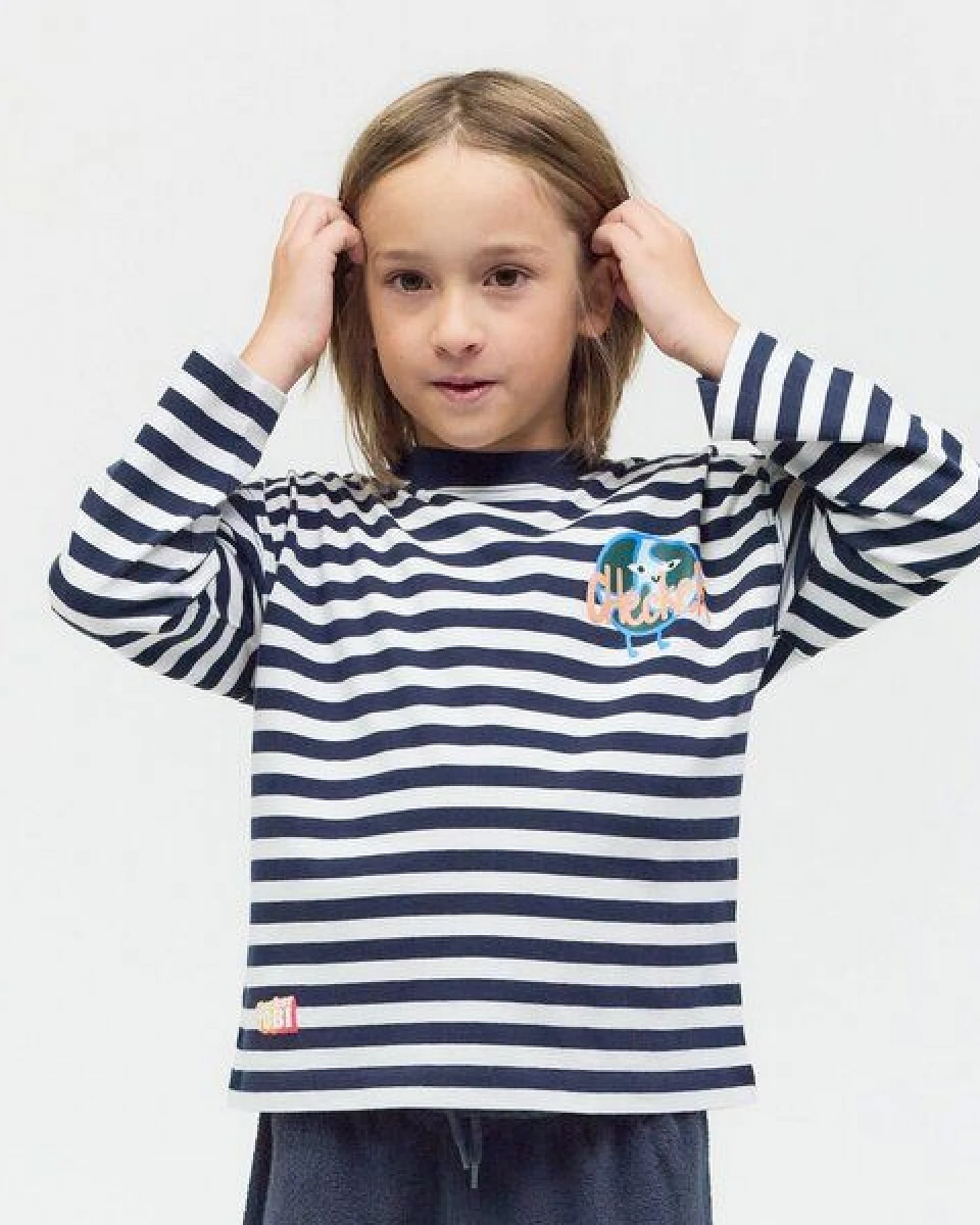 PlayPlayPauly CHECKER TOBI Erde Unisex Kinder Longsleeve aus Bio-Baumwolle – Ansicht 4