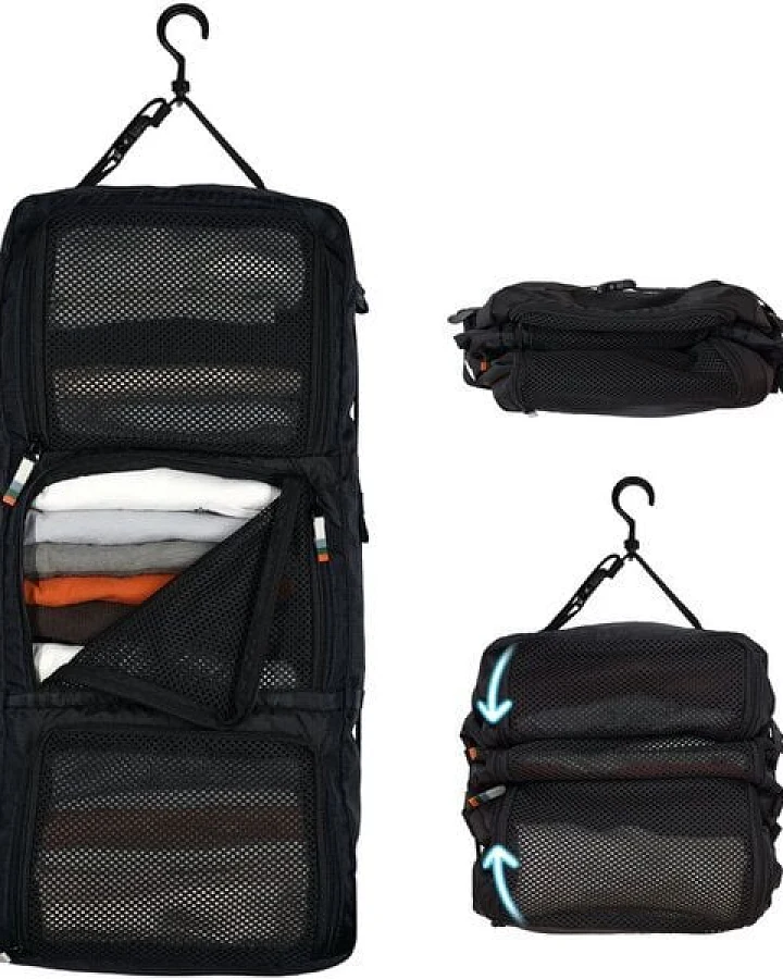 TRAVEL DUDE Hängende Packwürfel, Packing Cubes, Packtaschen, Kofferorganizer mit Kompression aus recycelten Plastikflaschen