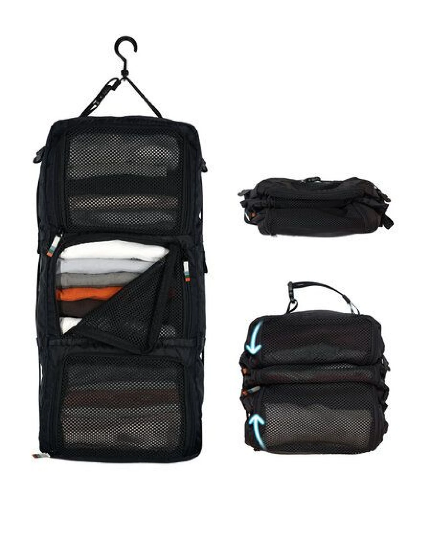 TRAVEL DUDE Hängende Packwürfel, Packing Cubes, Packtaschen, Kofferorganizer mit Kompression aus recycelten Plastikflaschen – Ansicht 2