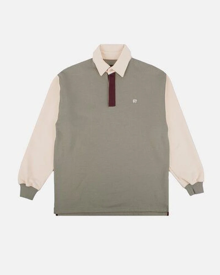 Trendsplant Color Block Oversized Polo Sweatshirt Iron Veil
