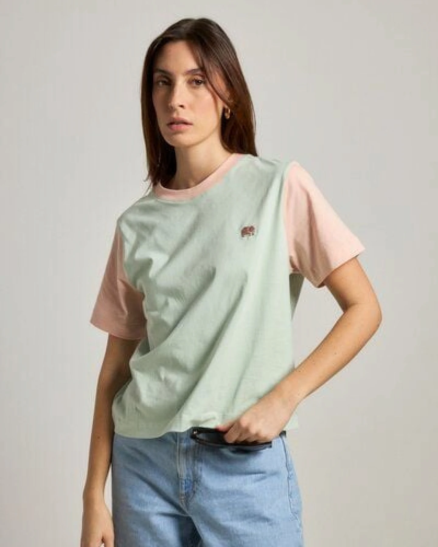 Trendsplant Women's Color Block T-Shirt Mint Green – Ansicht 3