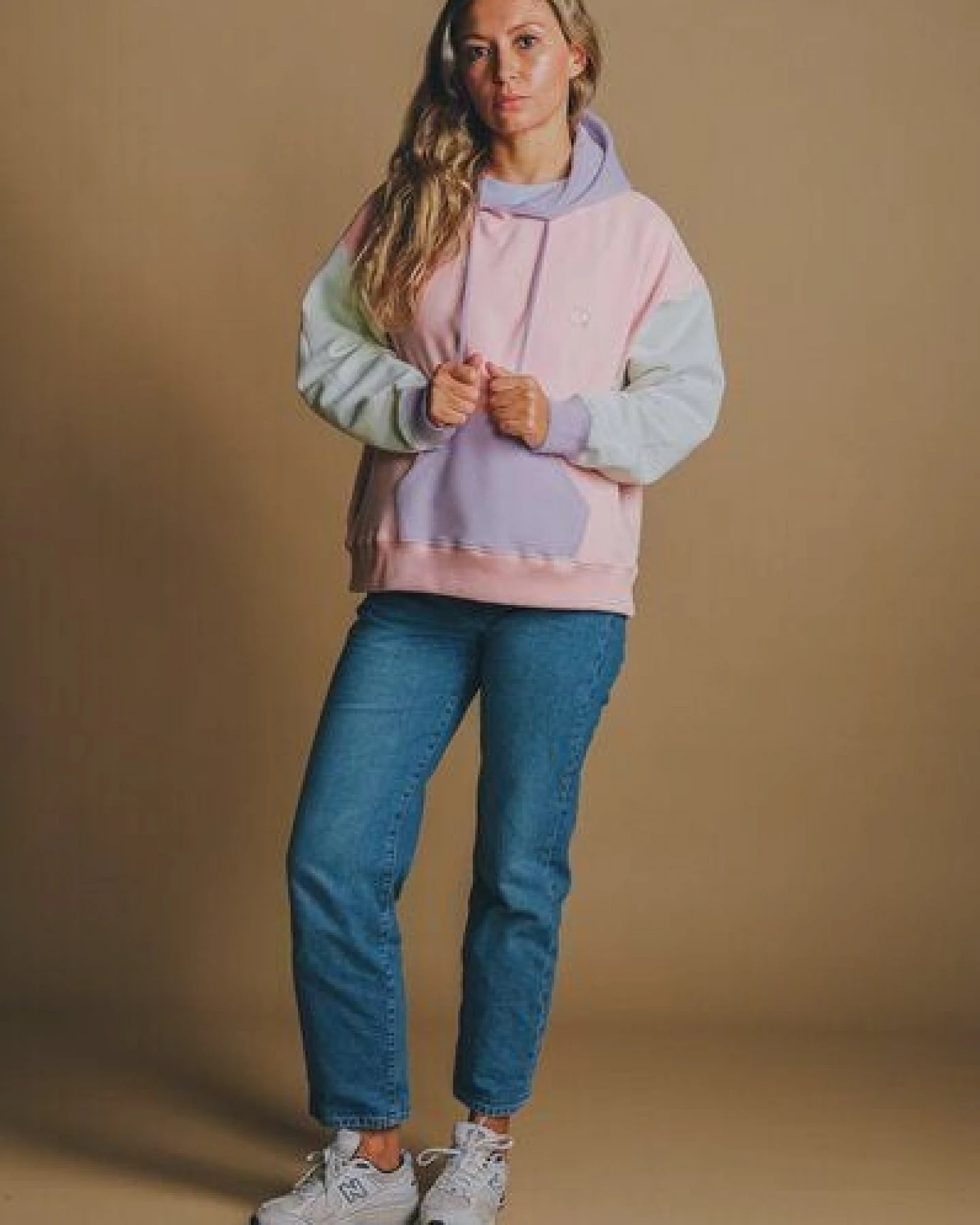 Trendsplant Women's Oversized Color Block Hoodie Pink – Ansicht 3