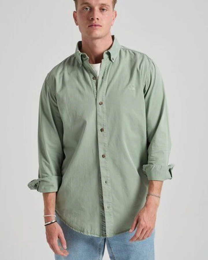 Trendsplant Postiguet Pigment Dyed Twill Shirt Eucaliptus