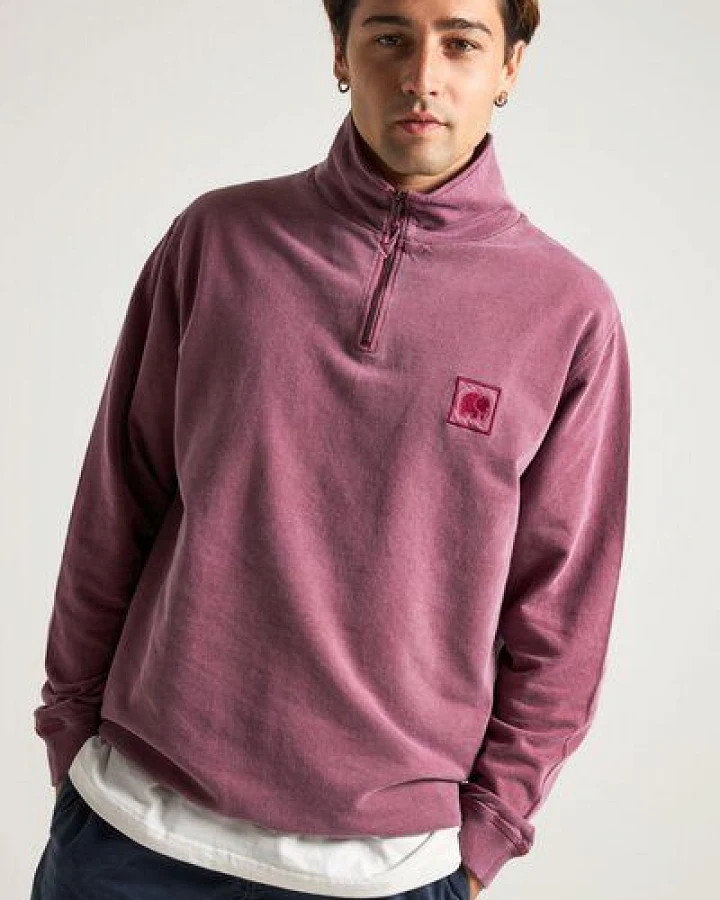 Trendsplant Sauce Pigment Dyed Quarter Zip Sweatshirt Garnacha Red