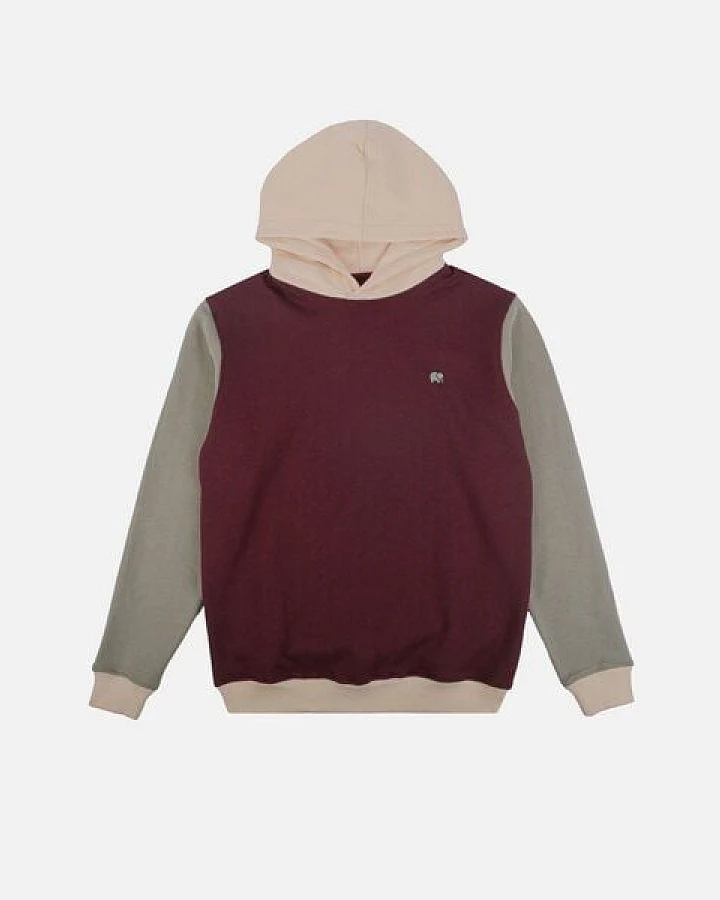 Trendsplant Color Block Hoodie Nightfall Ruby
