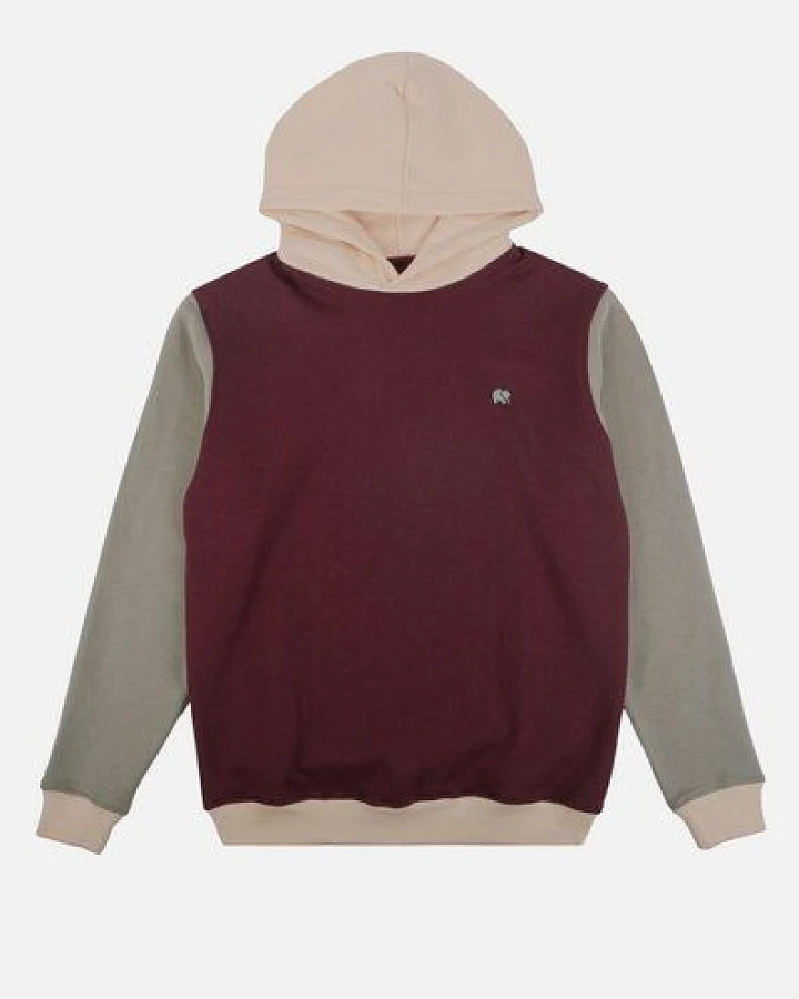 Trendsplant Color Block Hoodie Nightfall Ruby