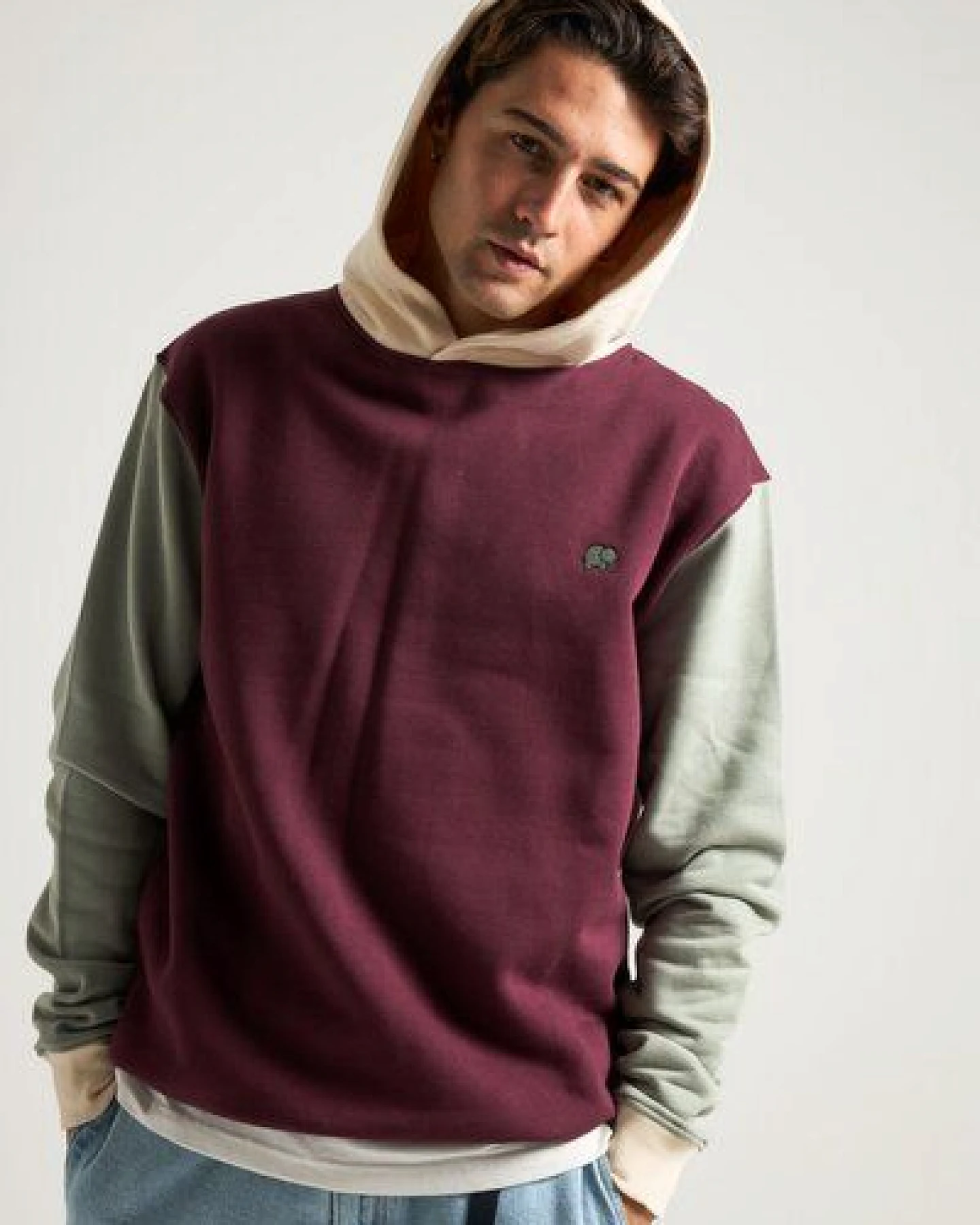 Trendsplant Color Block Hoodie Nightfall Ruby – Ansicht 2