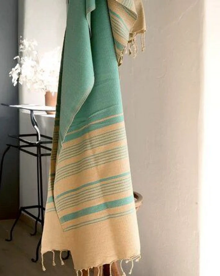 Karawan authentic Hamamtuch Fouta "sand" aus Biobaumwolle, 100 × 200 cm