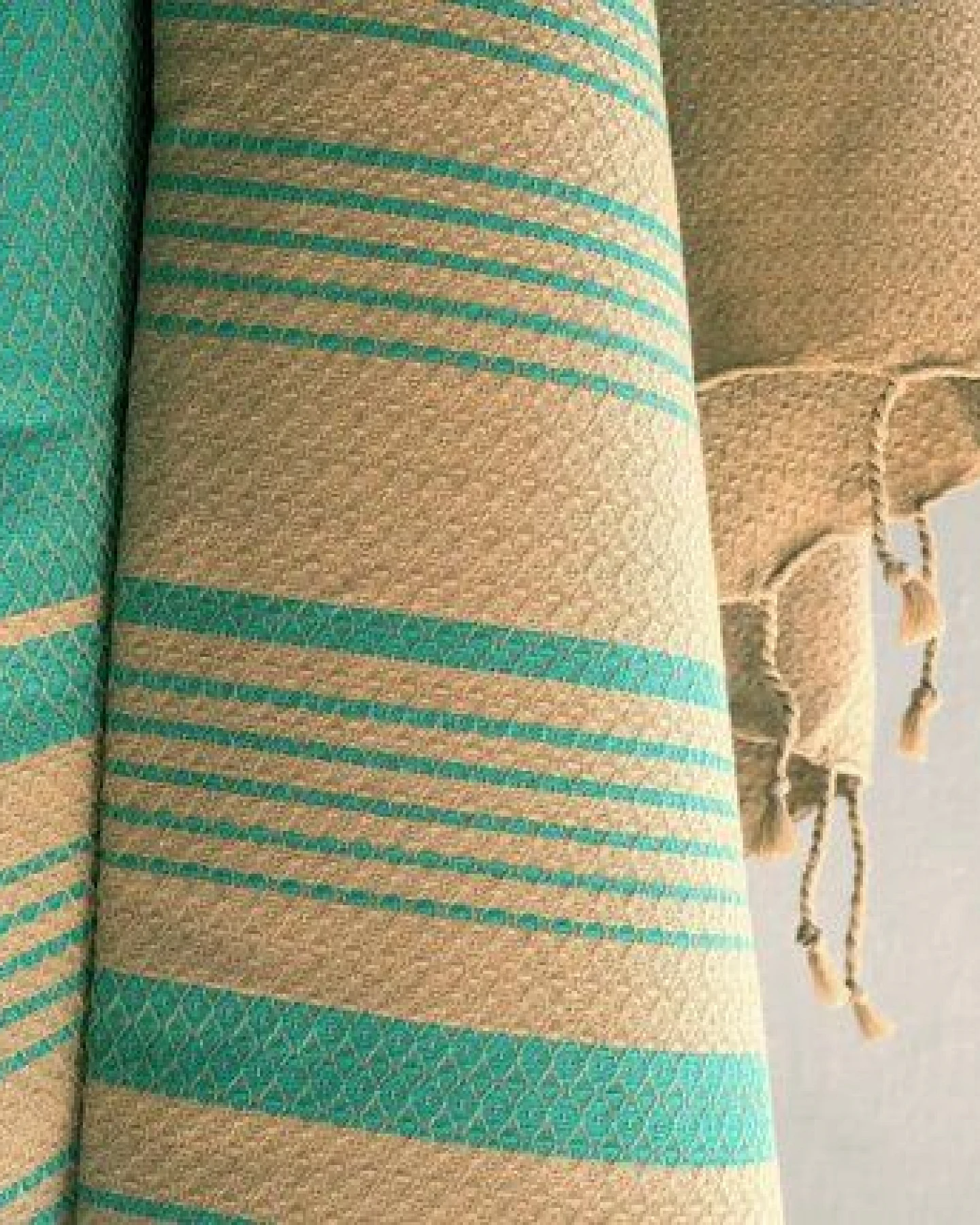 Karawan authentic Hamamtuch Fouta "sand" aus Biobaumwolle, 100 × 200 cm – Ansicht 4