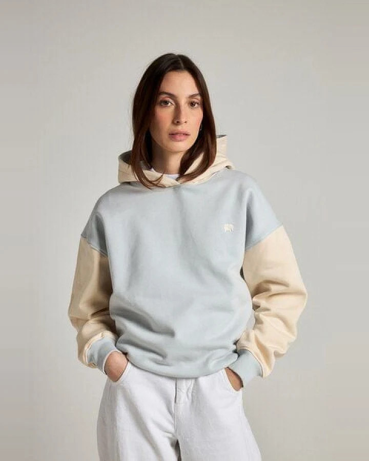 Trendsplant Women's Color Block Oversized Hoodie Steel Haze