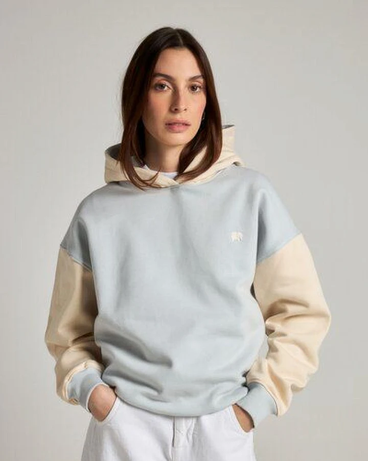 Trendsplant Women's Color Block Oversized Hoodie Steel Haze