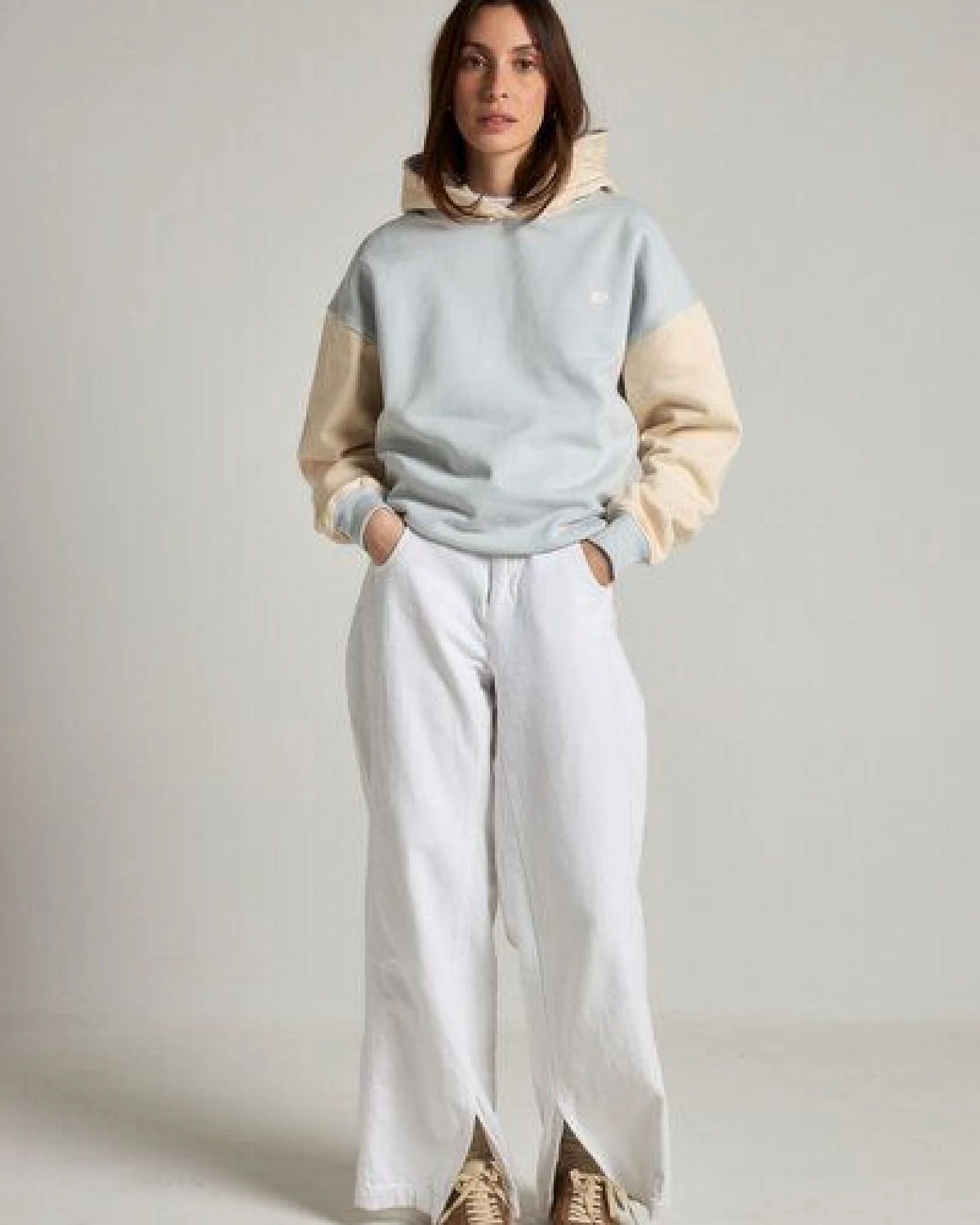 Trendsplant Women's Color Block Oversized Hoodie Steel Haze – Ansicht 3
