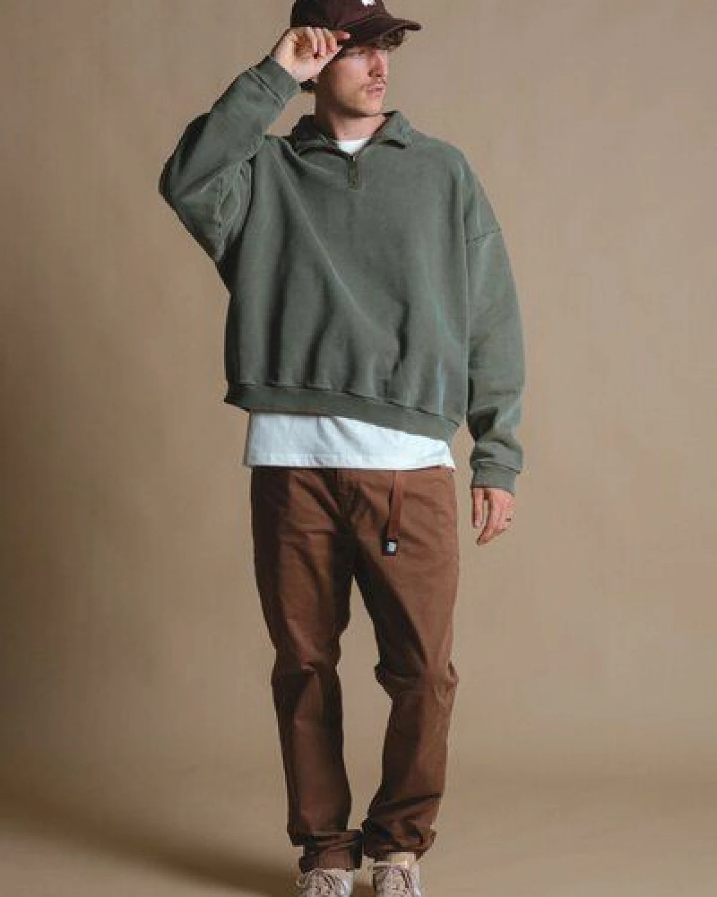 Trendsplant The Super Heavy Oversized Quarter Zip Sweatshirt Kombu Green – Ansicht 4