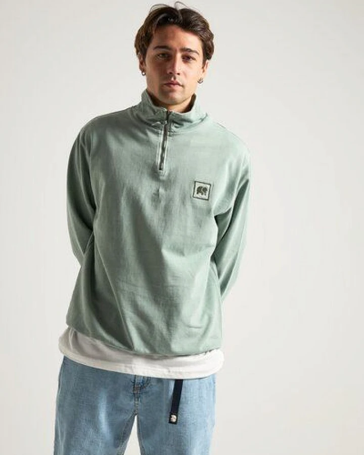 Trendsplant Sauce Pigment Quarter Zip Sweatshirt Silver Green