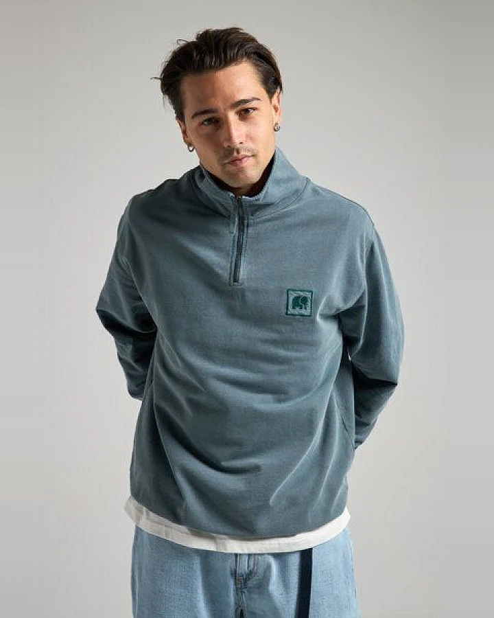 Trendsplant Sauce Pigment Dyed Quarter Zip Sweatshirt Elm Green