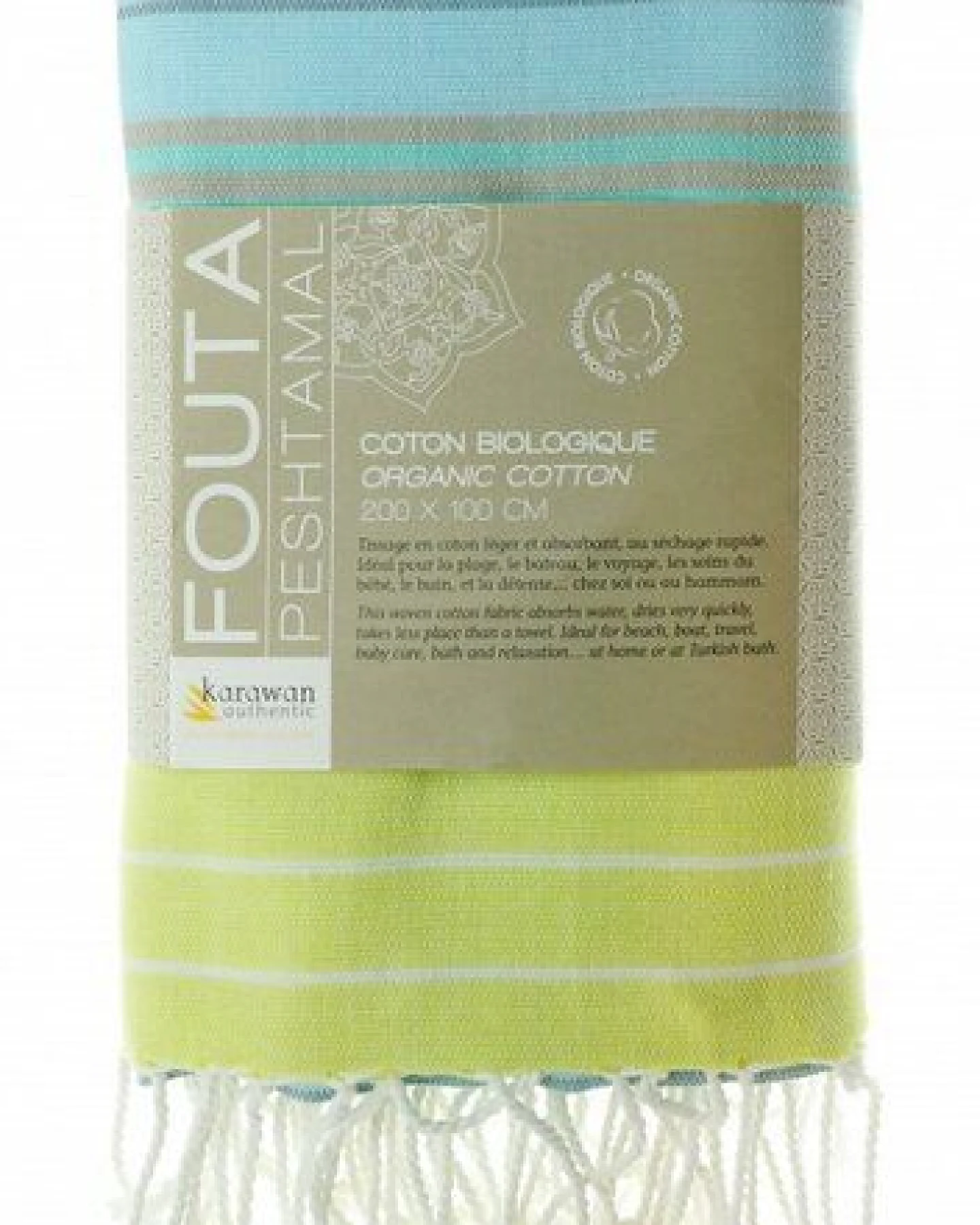 Karawan authentic Fouta Hamamtuch aus reiner Bio-Baumwolle 200 × 100 cm (Stil SUD) – Ansicht 2
