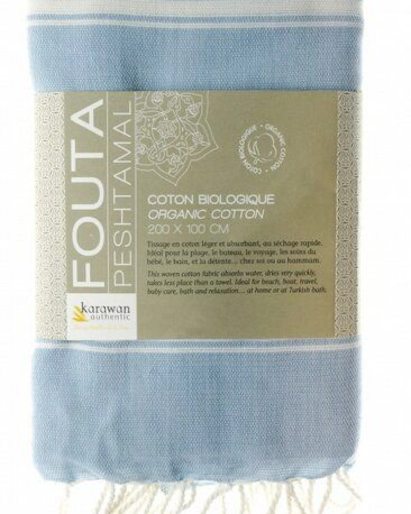 Karawan authentic Fouta Hamamtuch aus reiner Bio-Baumwolle 200 × 100 cm (Stil HAMMAM) – Ansicht 3