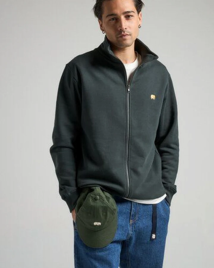 Trendsplant Organic Essential Zip Sweatshirt Scarab Green