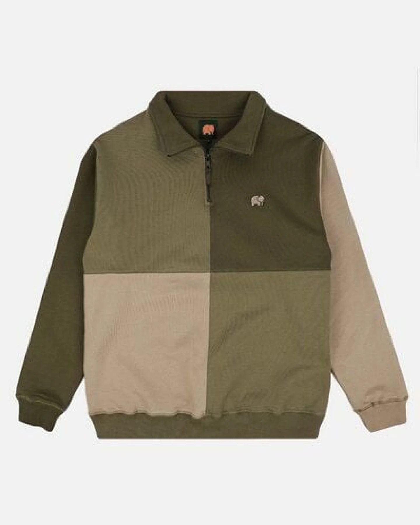 Trendsplant Color Block Half Zip Sweater Gothic Olive – Ansicht 2