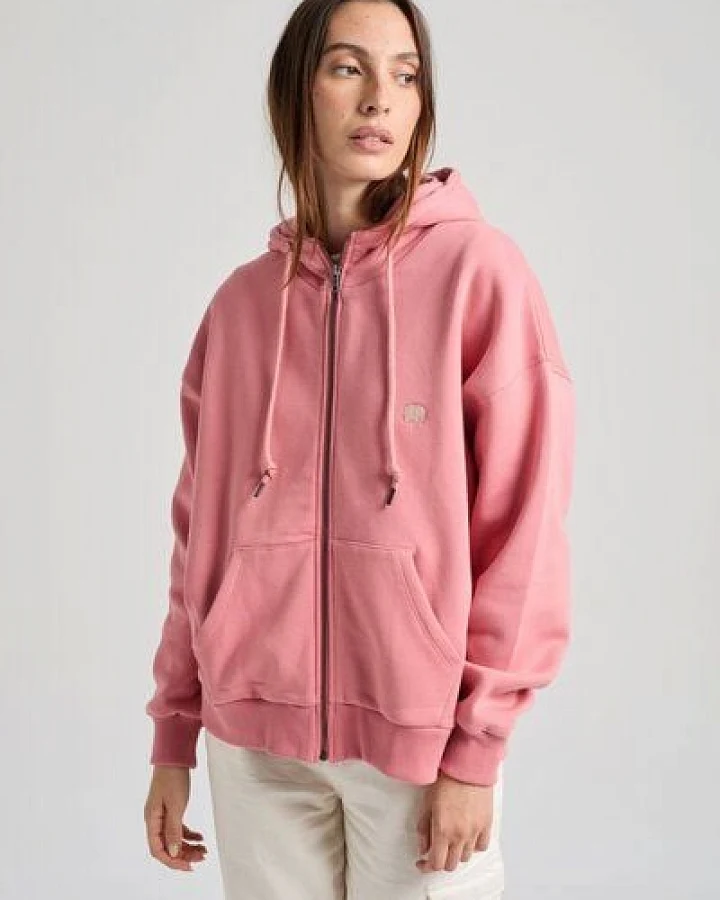 Trendsplant Women's Organic Essential Oversized Zip Hoodie Rossette Pink