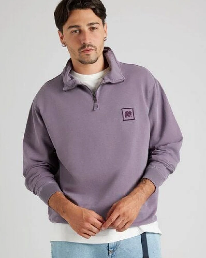 Trendsplant Sauce Loopback Pigment Dyed Half Zip Sweatshirt Sunset Purple