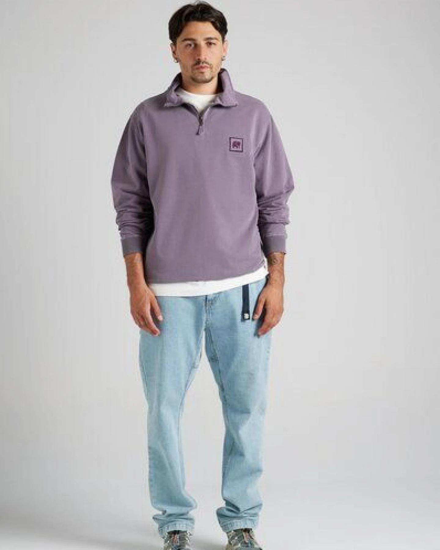 Trendsplant Sauce Loopback Pigment Dyed Half Zip Sweatshirt Sunset Purple – Ansicht 3