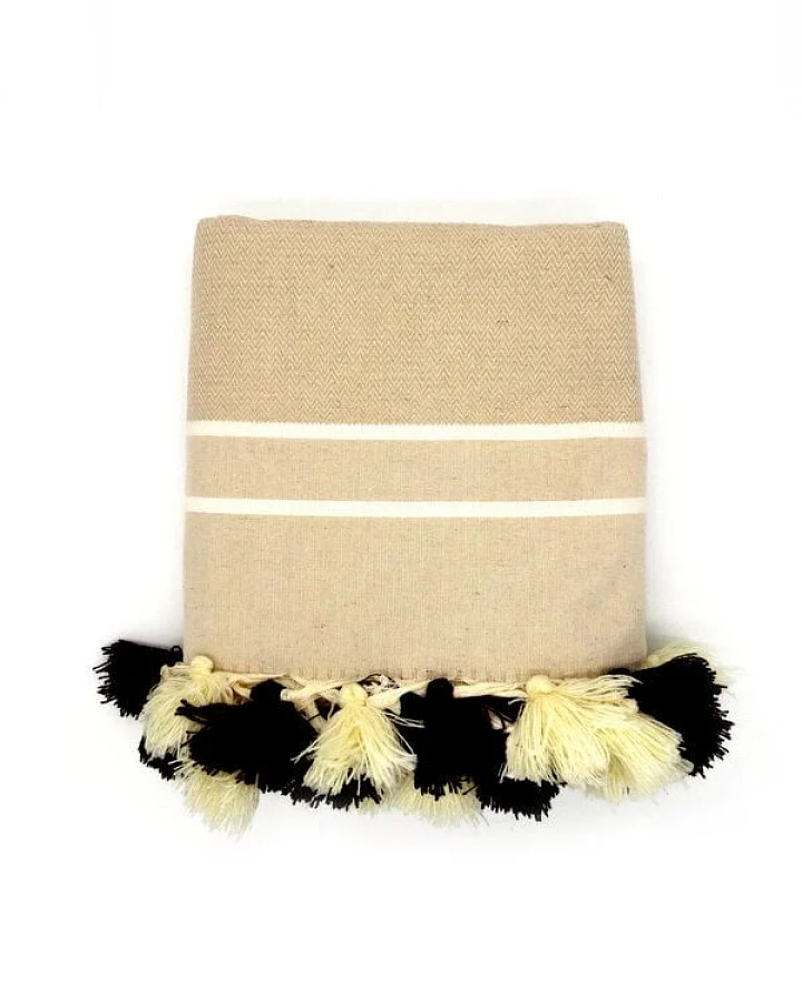 Cotonway Hamamtuch / Strandtuch Maxi Chevron Pompon