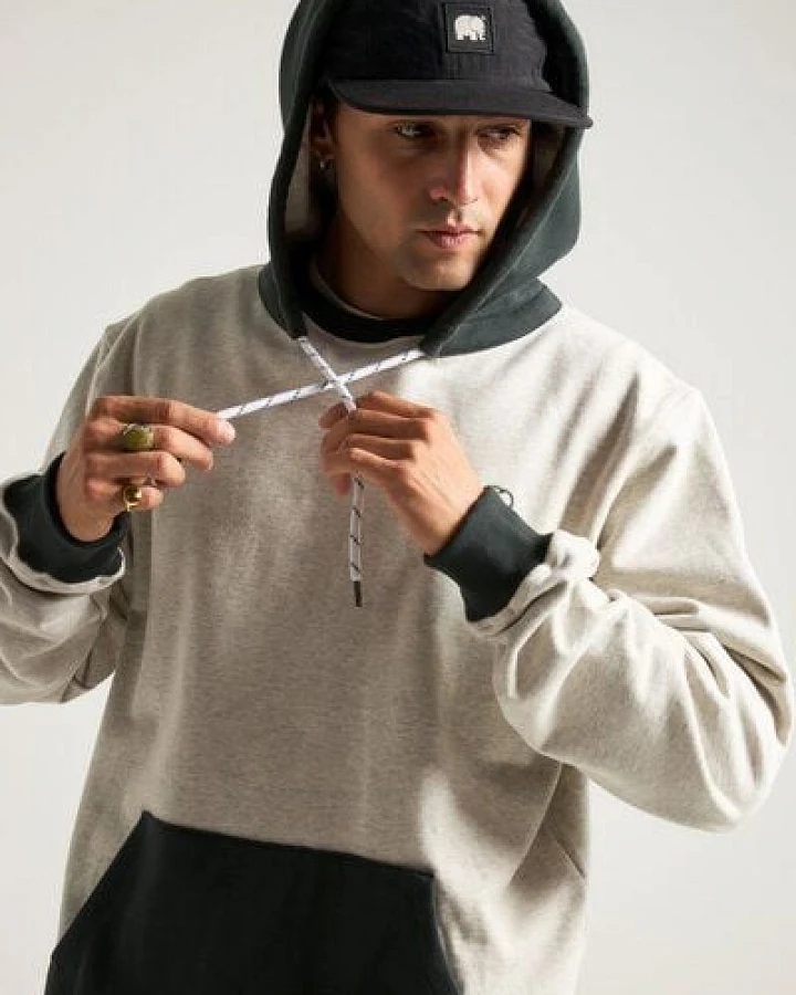 Trendsplant The Hooded Oversized Sweatshirt Warm Heather Grey/Scarab